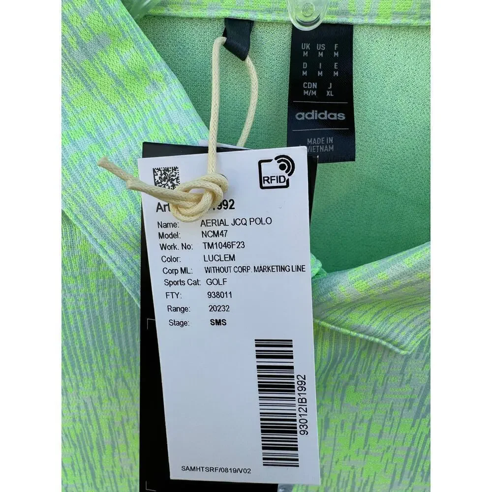 Adidas Golf Polo Green Jacquard Aerial Medium NWT